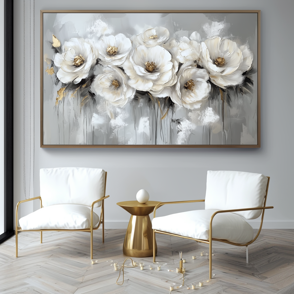 Petal Reverie - Textured 3D Floral Abstract Oil Painting