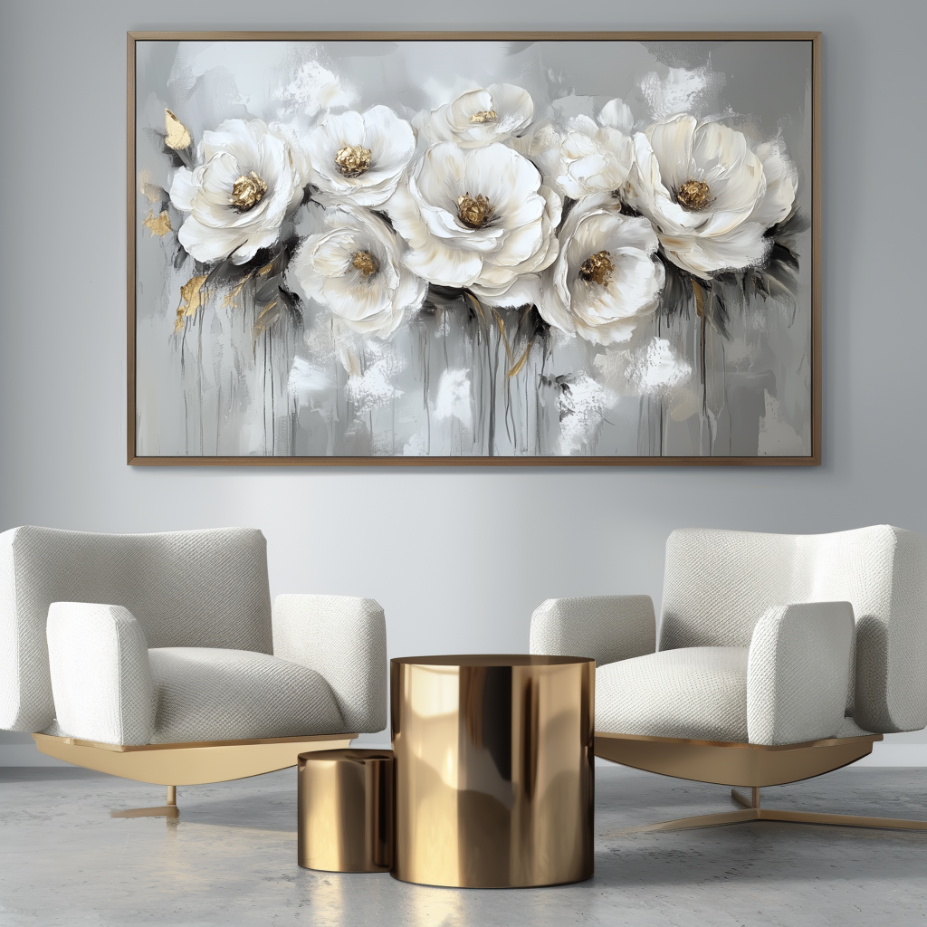 Petal Reverie - Textured 3D Floral Abstract Oil Painting