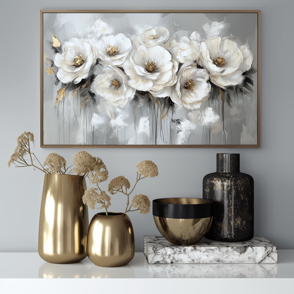 Petal Reverie - Textured 3D Floral Abstract Oil Painting