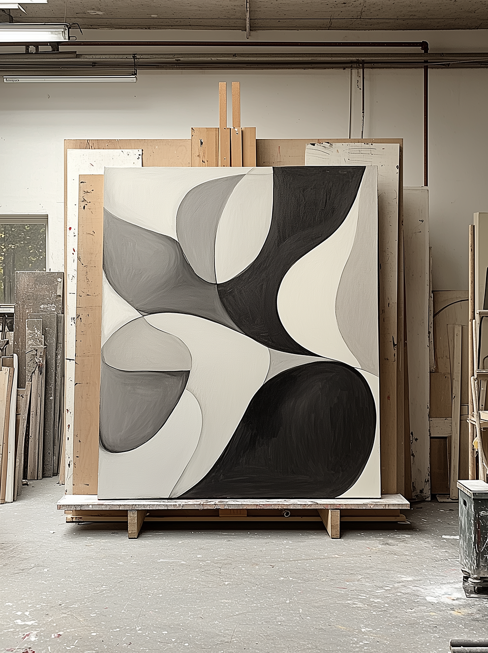 Flow Within – Minimalist Abstract Curved Shapes Canvas Painting