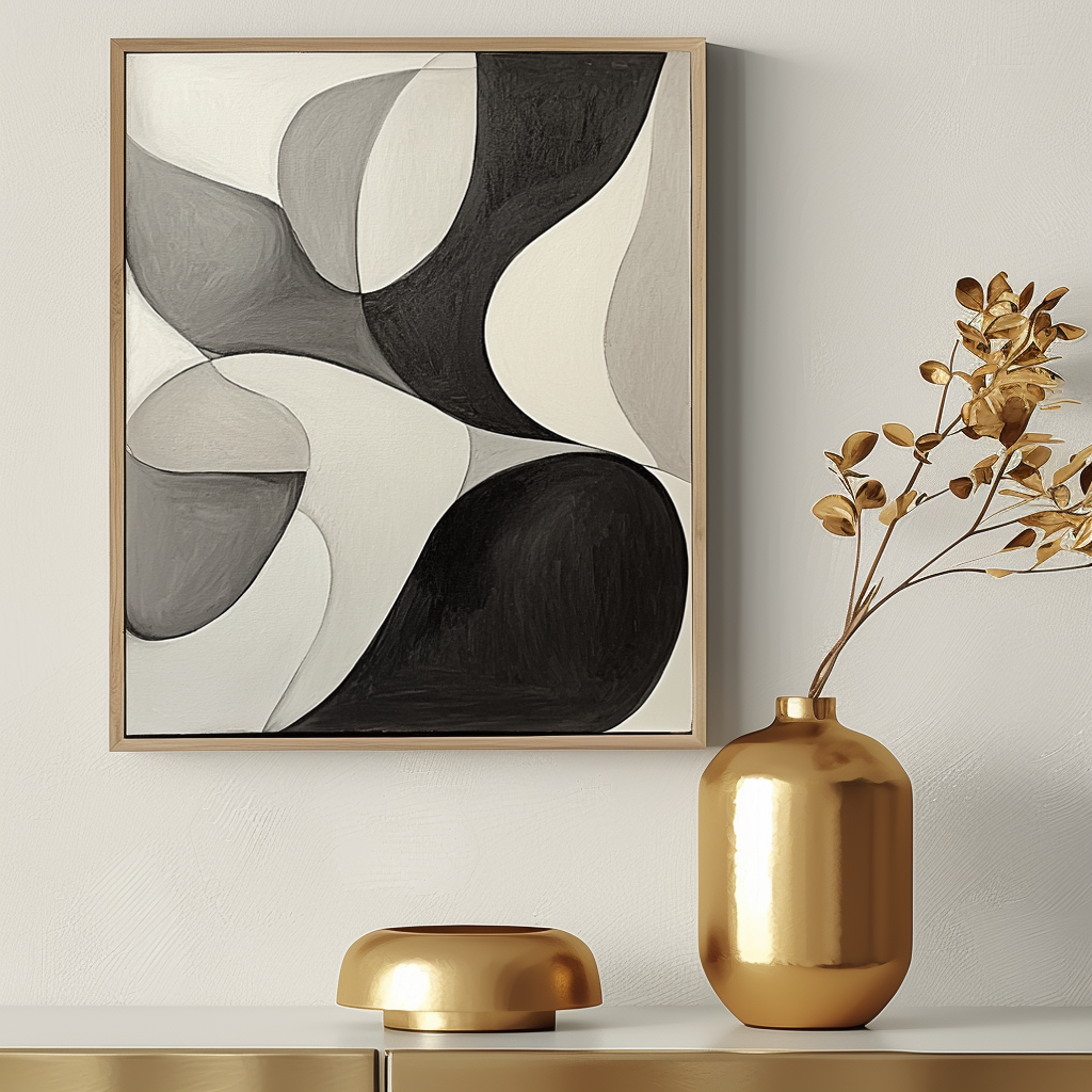 Flow Within – Minimalist Abstract Curved Shapes Canvas Painting