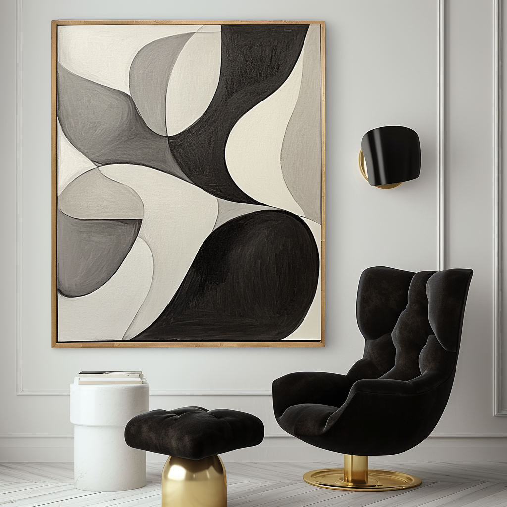 Flow Within – Minimalist Abstract Curved Shapes Canvas Painting