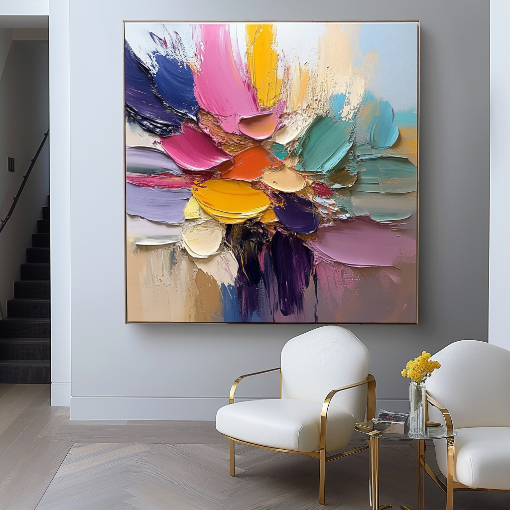 Petal Symphony - Abstract Flower Impasto Canvas Art Painting