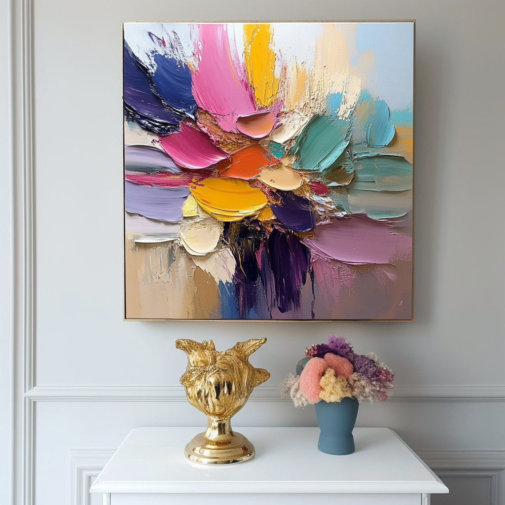 Petal Symphony - Abstract Flower Impasto Canvas Art Painting