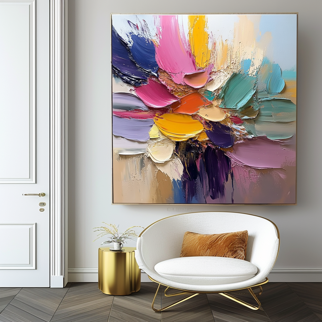 Petal Symphony - Abstract Flower Impasto Canvas Art Painting