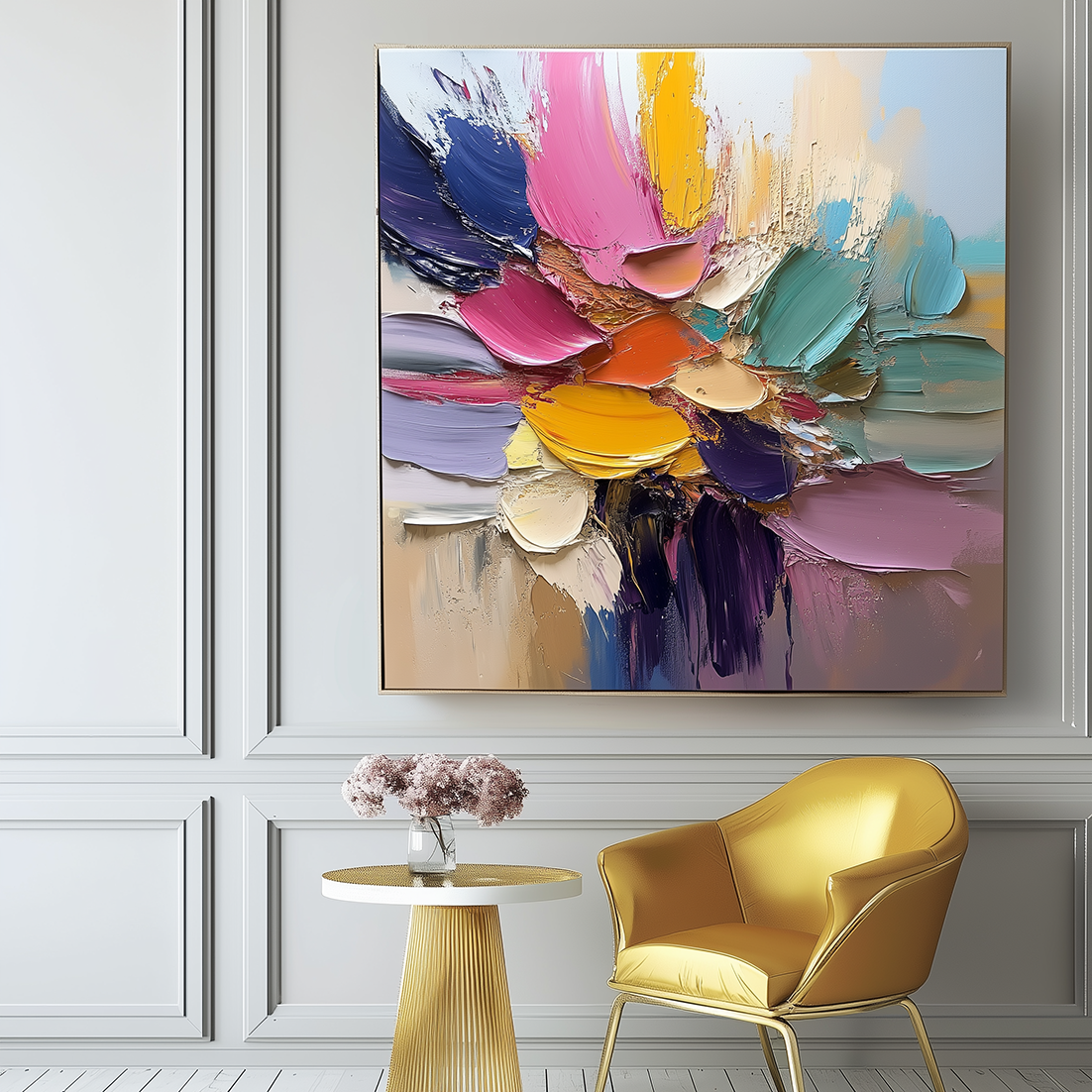 Petal Symphony - Abstract Flower Impasto Canvas Art Painting