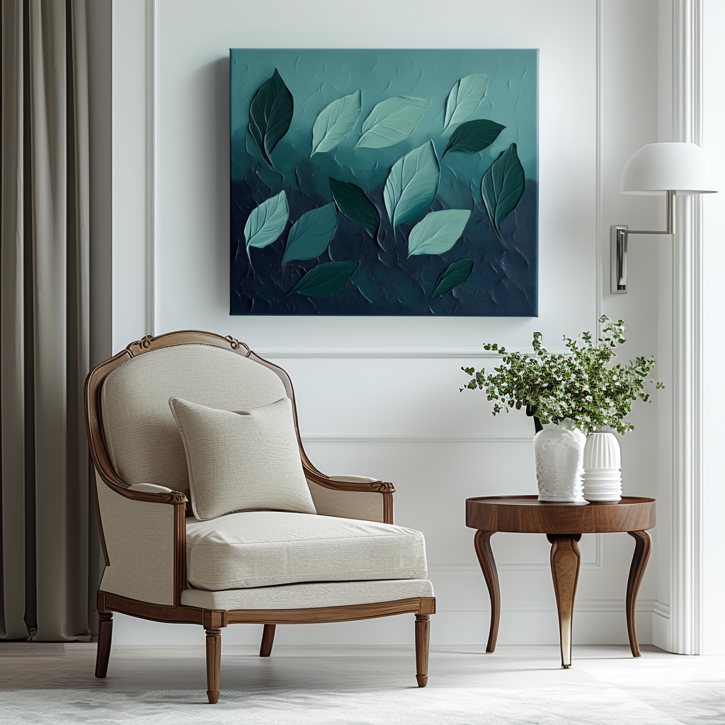 artextured - Textured Leaf Wall Art | 3D Botanical Abstract Oil Painting for Modern Interiors