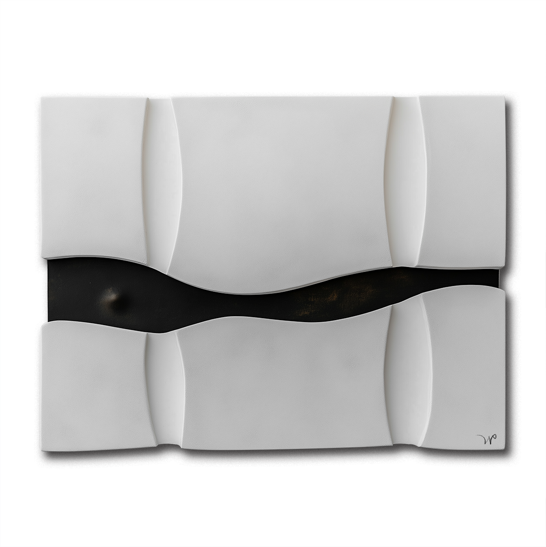 Black & White Sculptural Painting - Divide and Flow