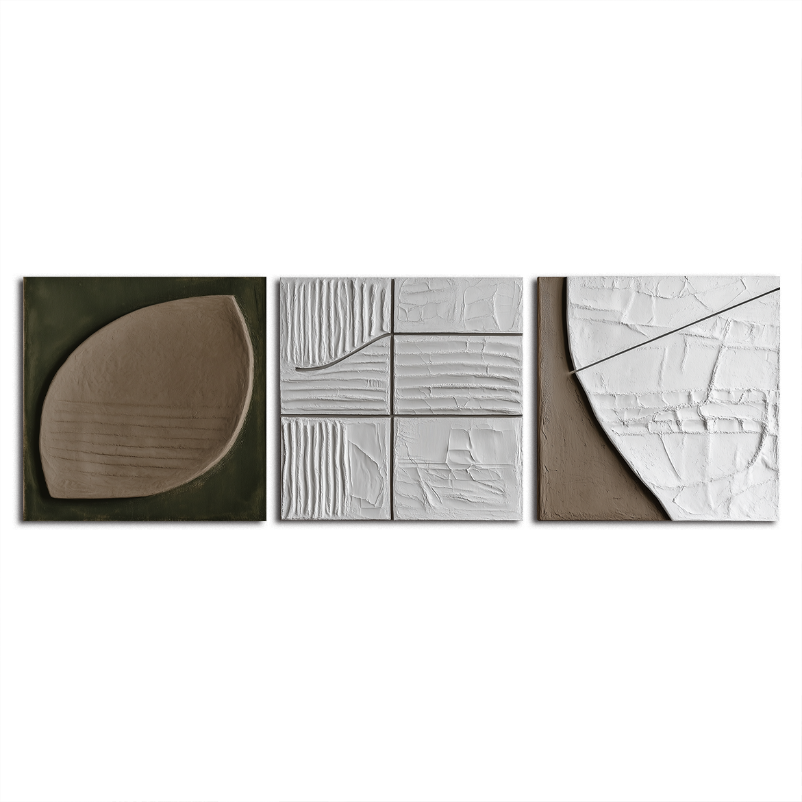 Earth Form Trio – Textured Minimalist Wall Art Set of 3#WP250340