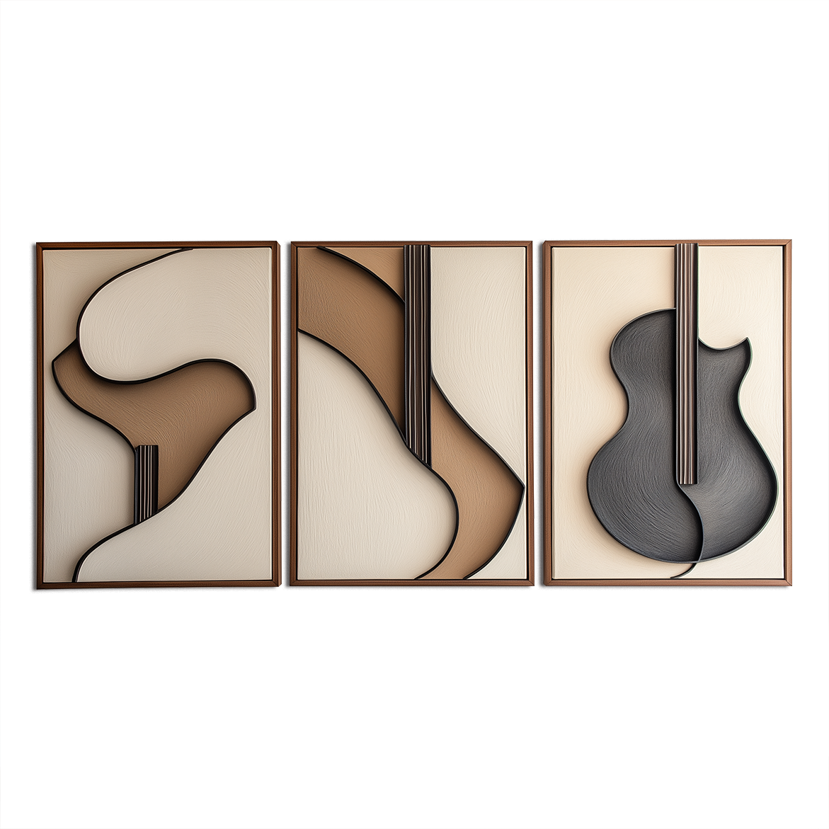 Sculpted Harmony Trio – Textured Abstract Wall Art Set of 3#WP250343