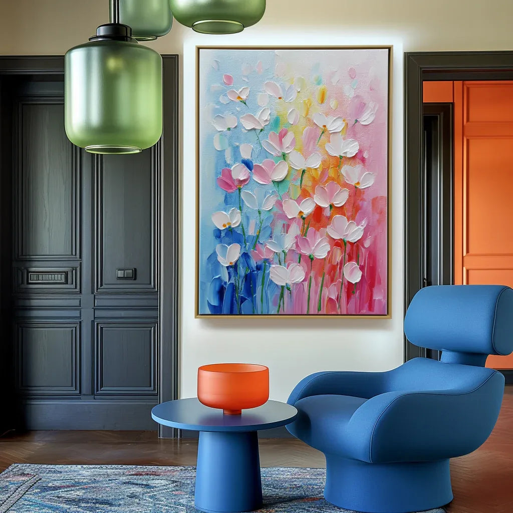 Abstract Floral Textured Oil Painting | Colorful Flower Wall Art for Modern Home Décor - artextured