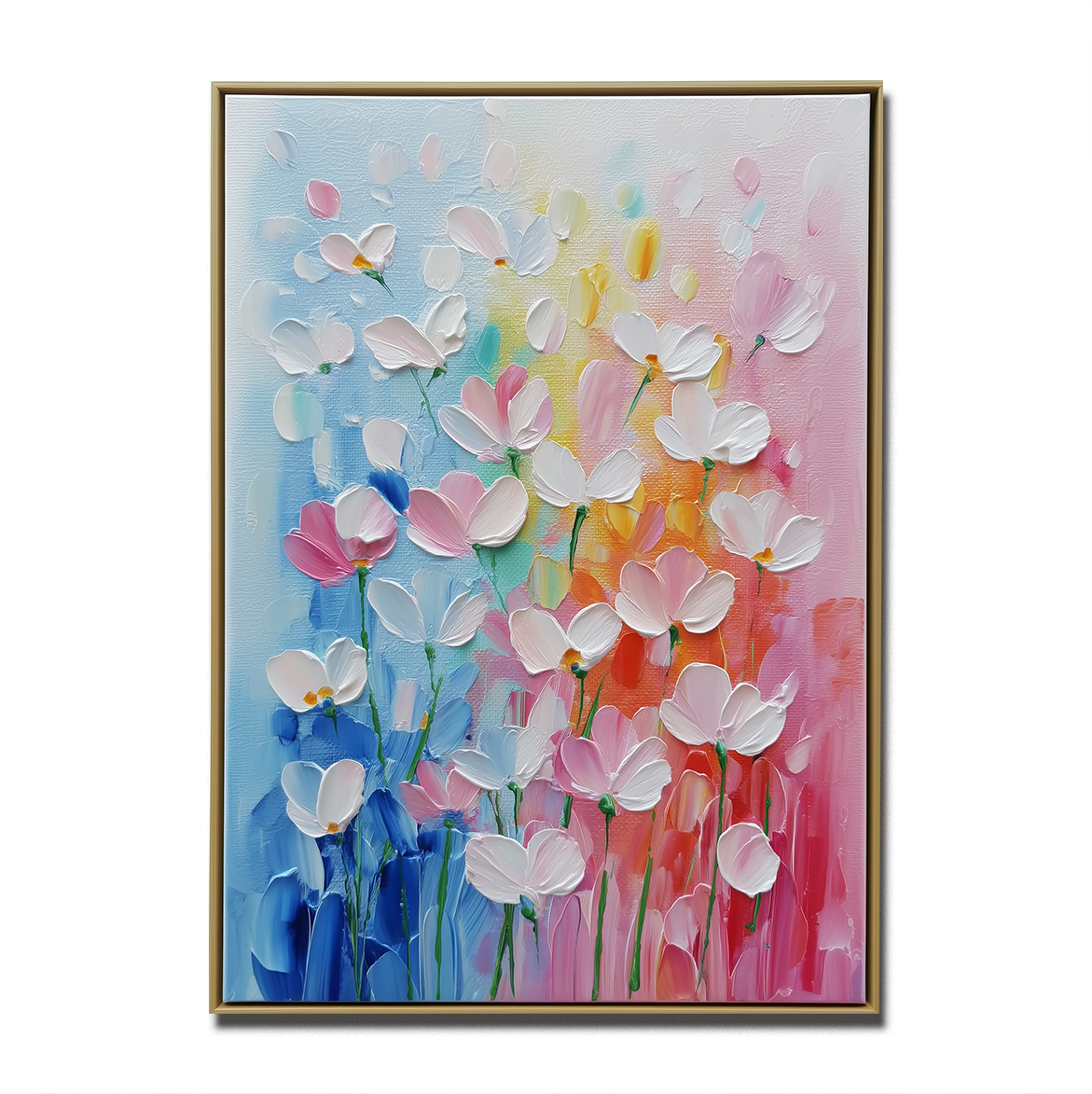 Abstract Floral Textured Oil Painting | Colorful Flower Wall Art for Modern Home Décor
