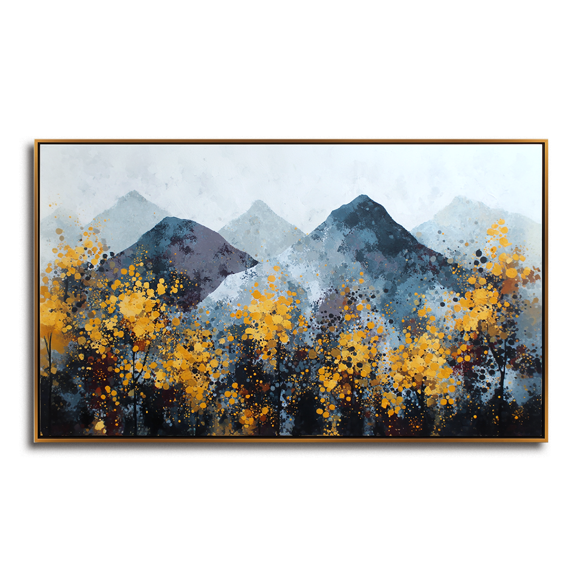Golden Silence – Abstract Autumn Mountainscape Canvas Painting