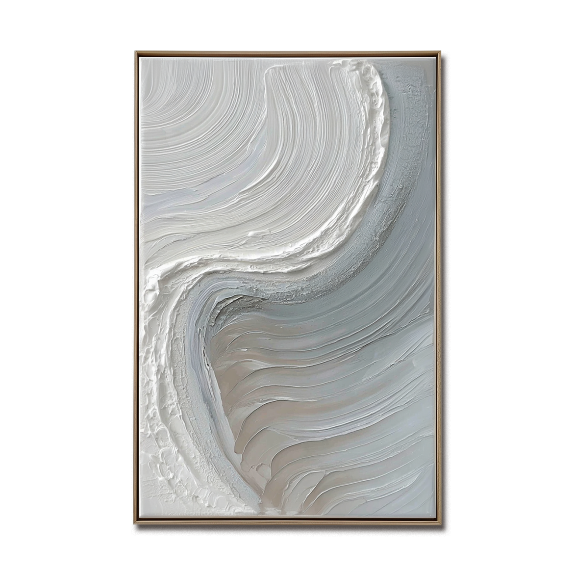 Calm Horizons neutral abstract wall art with textured layers in white and beige tones