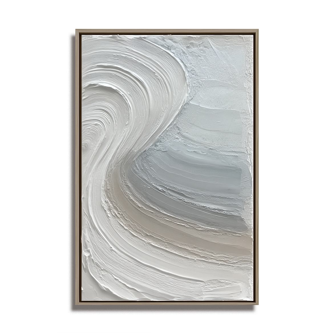 Neutral wall art with textured abstract white and beige strokes