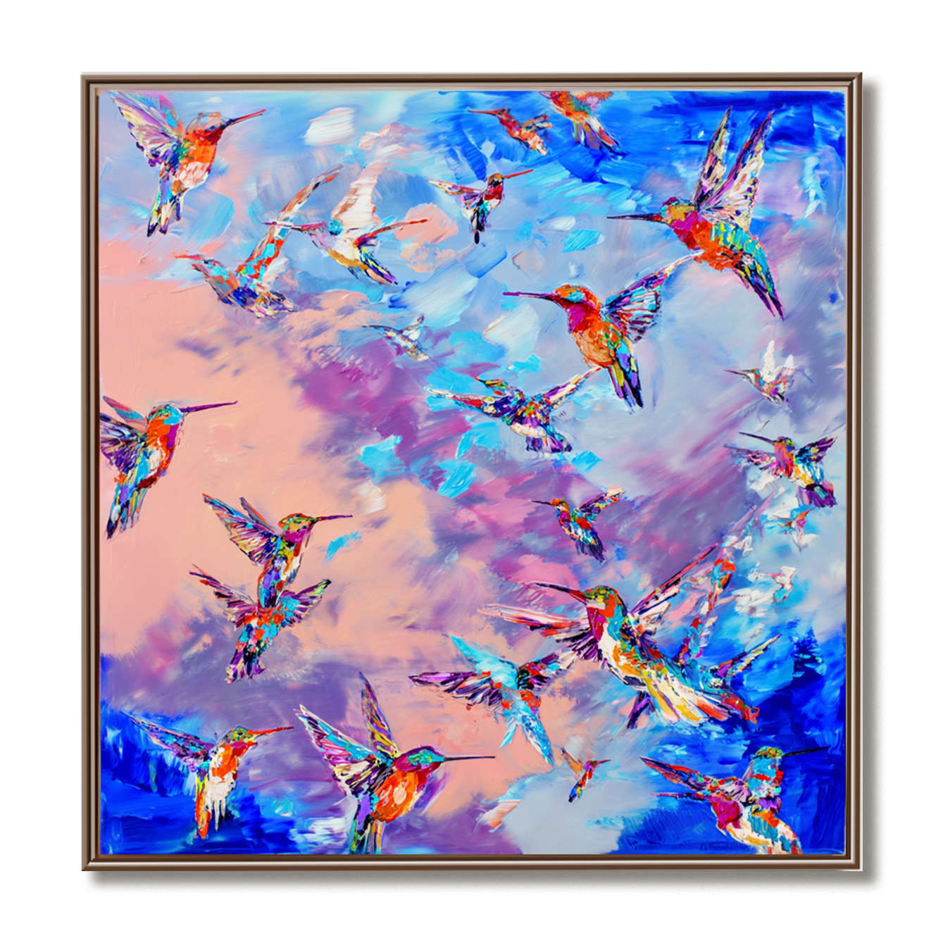 artextured – Symphony of Hummingbirds | Vibrant Abstract Bird Oil Painting