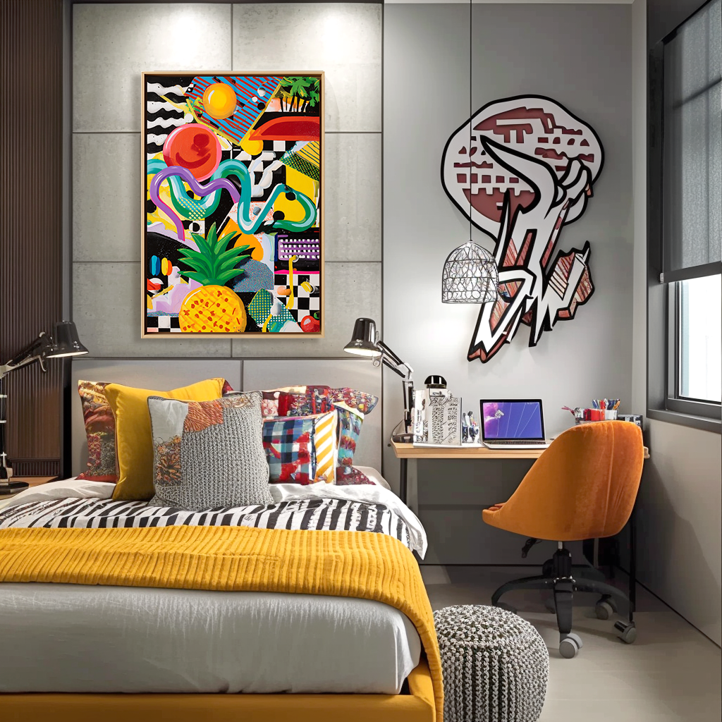 artextured – Pop Pineapple Vibes | Colorful Abstract Pop Art Oil Painting