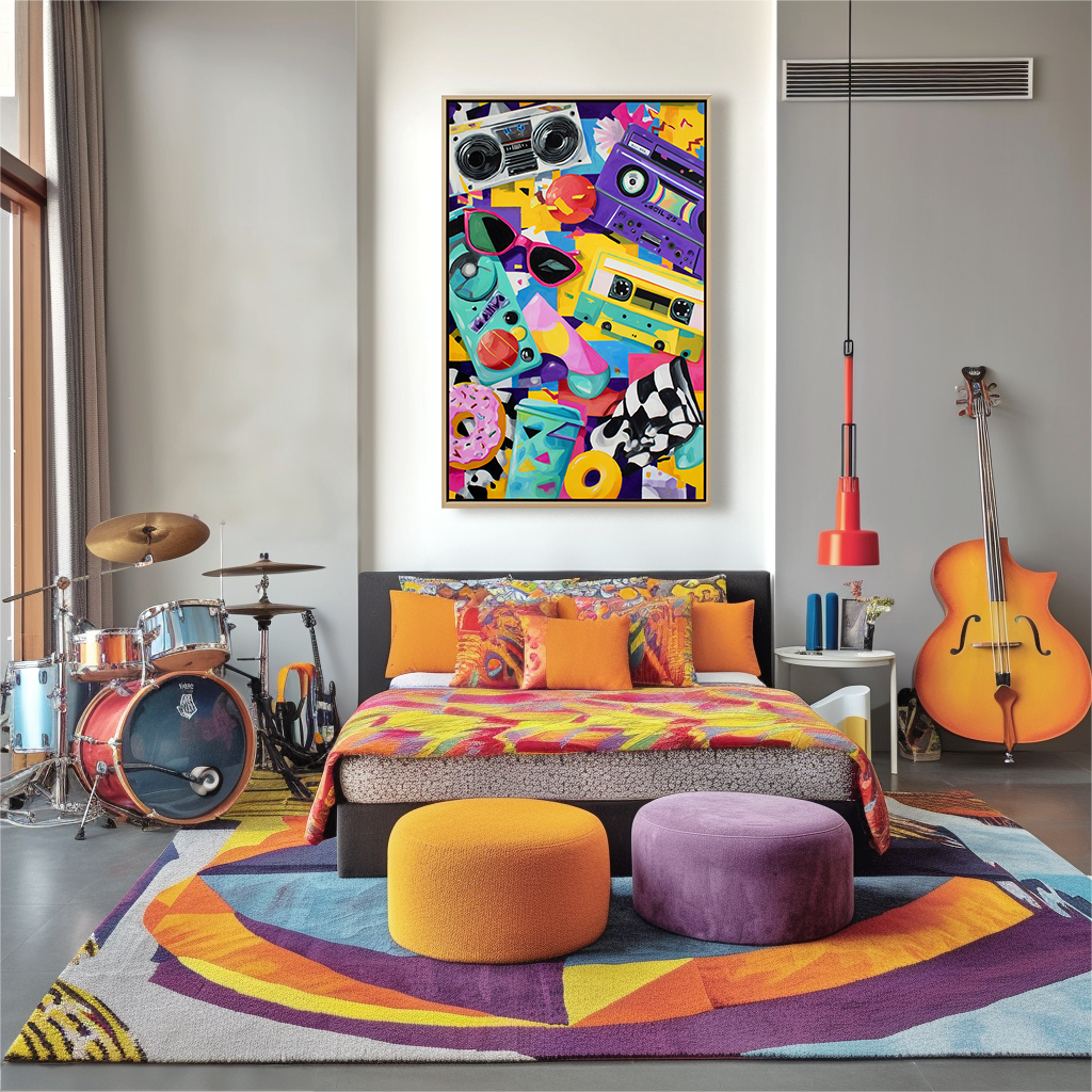 artextured – Retro Pop Beats | Colorful Cassette & Boombox Pop Art Painting