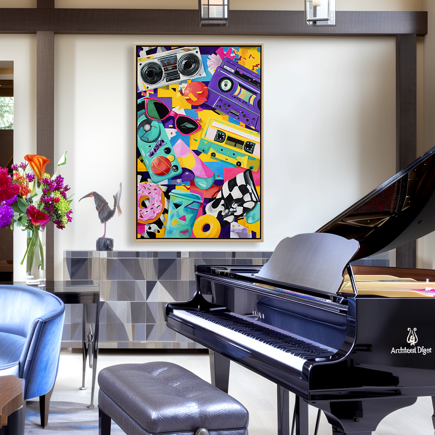 artextured – Retro Pop Beats | Colorful Cassette & Boombox Pop Art Painting