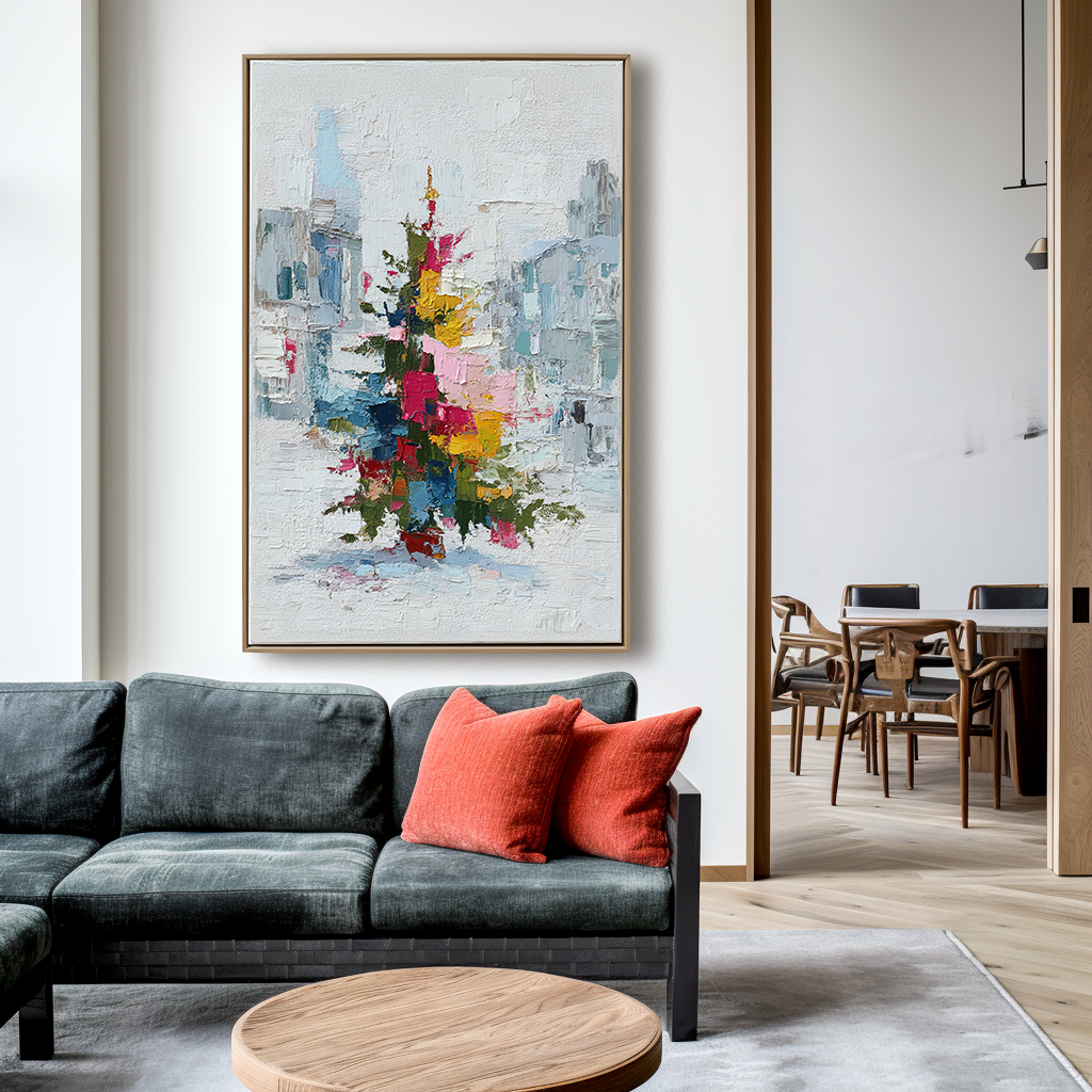 artextured – Color Symphony Christmas Tree | Abstract Textured Holiday Oil Painting