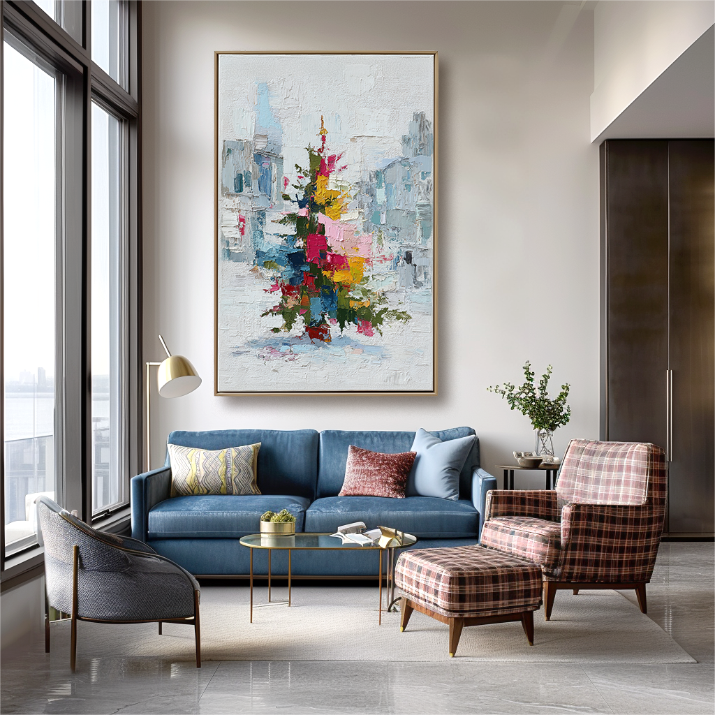 artextured – Color Symphony Christmas Tree | Abstract Textured Holiday Oil Painting