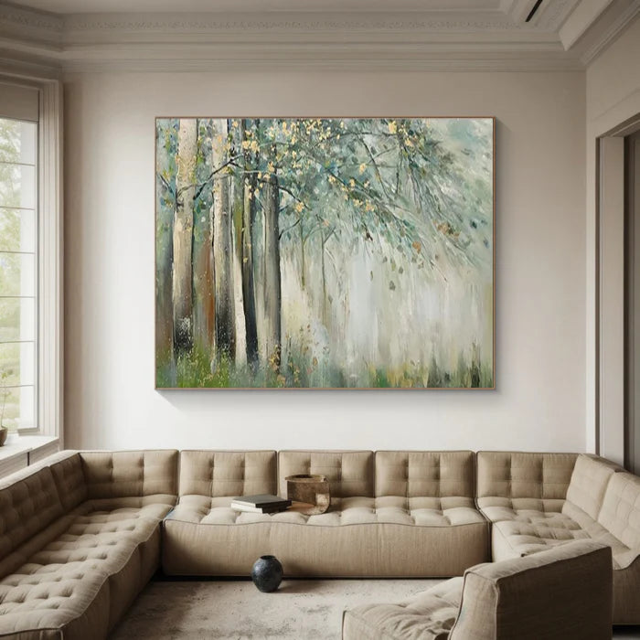 Whispering Woods - Hand-Painted Abstract Forest Oil Painting