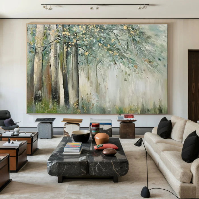 Whispering Woods - Hand-Painted Abstract Forest Oil Painting