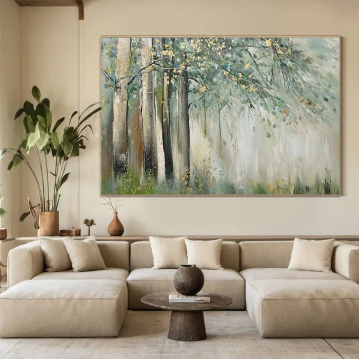 Whispering Woods - Hand-Painted Abstract Forest Oil Painting