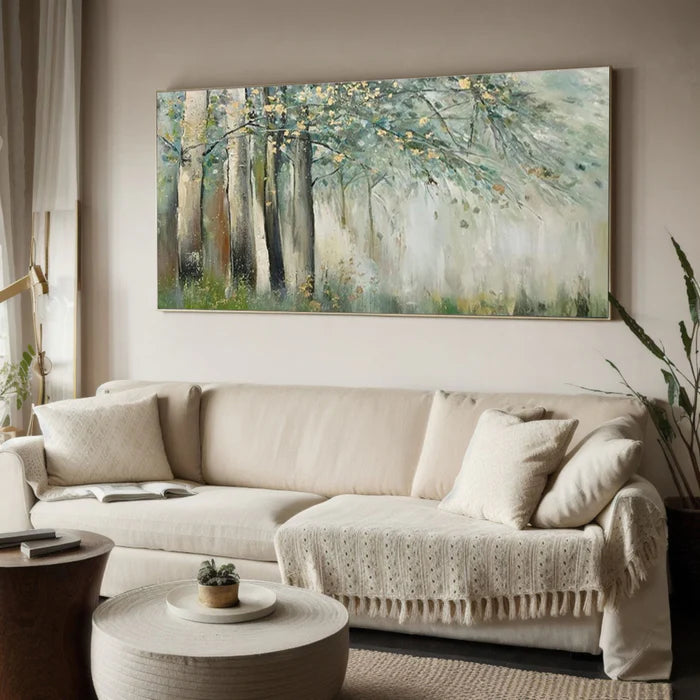 Whispering Woods - Hand-Painted Abstract Forest Oil Painting