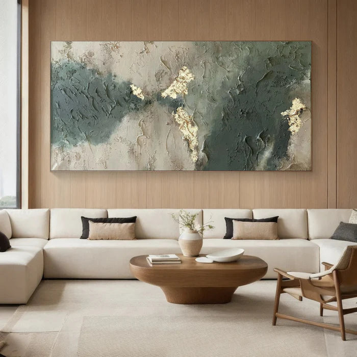Whispers of Earth - Wabi-Sabi Textured Abstract Oil Painting with Gold Leaf