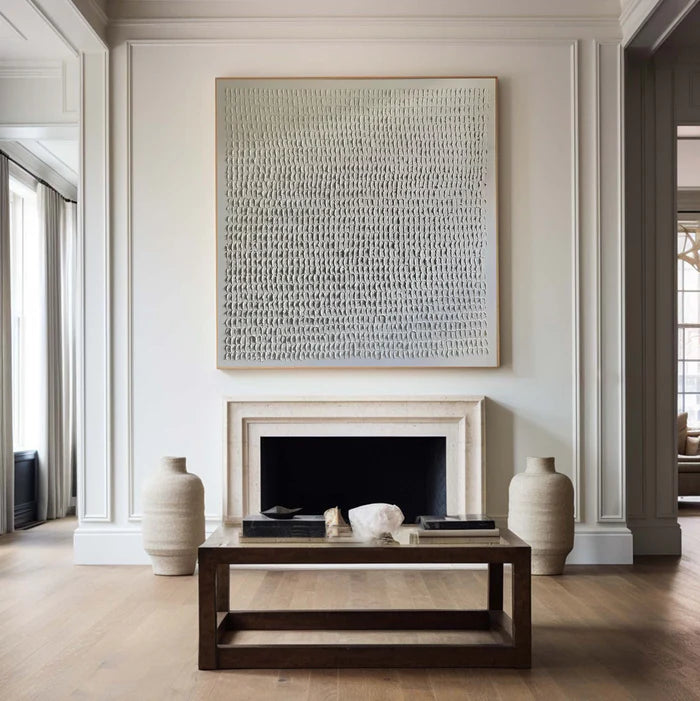 Whispers of White - Minimalist Textured Abstract Oil Painting