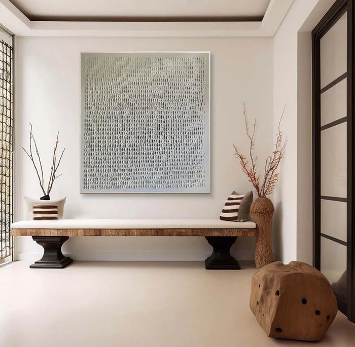 Whispers of White - Minimalist Textured Abstract Oil Painting