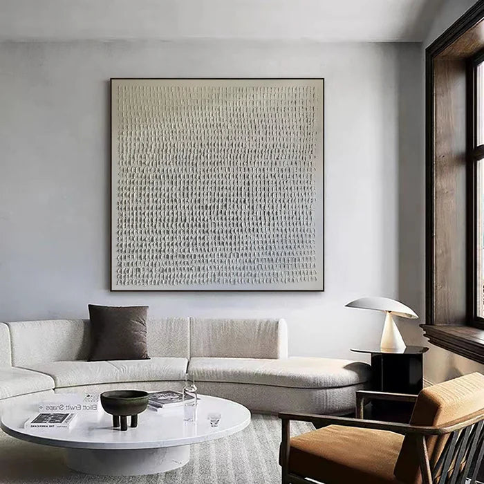 Whispers of White - Minimalist Textured Abstract Oil Painting