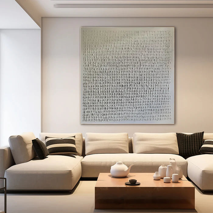 Whispers of White - Minimalist Textured Abstract Oil Painting