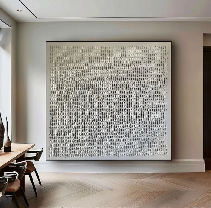 Whispers of White - Minimalist Textured Abstract Oil Painting