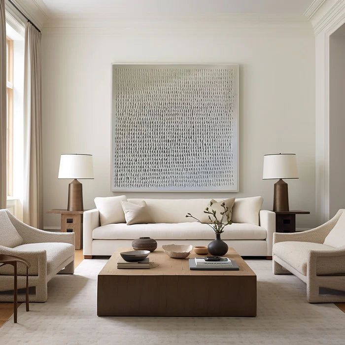 Whispers of White - Minimalist Textured Abstract Oil Painting