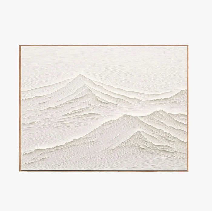 Minimalist White Mountain Textured Canvas Art