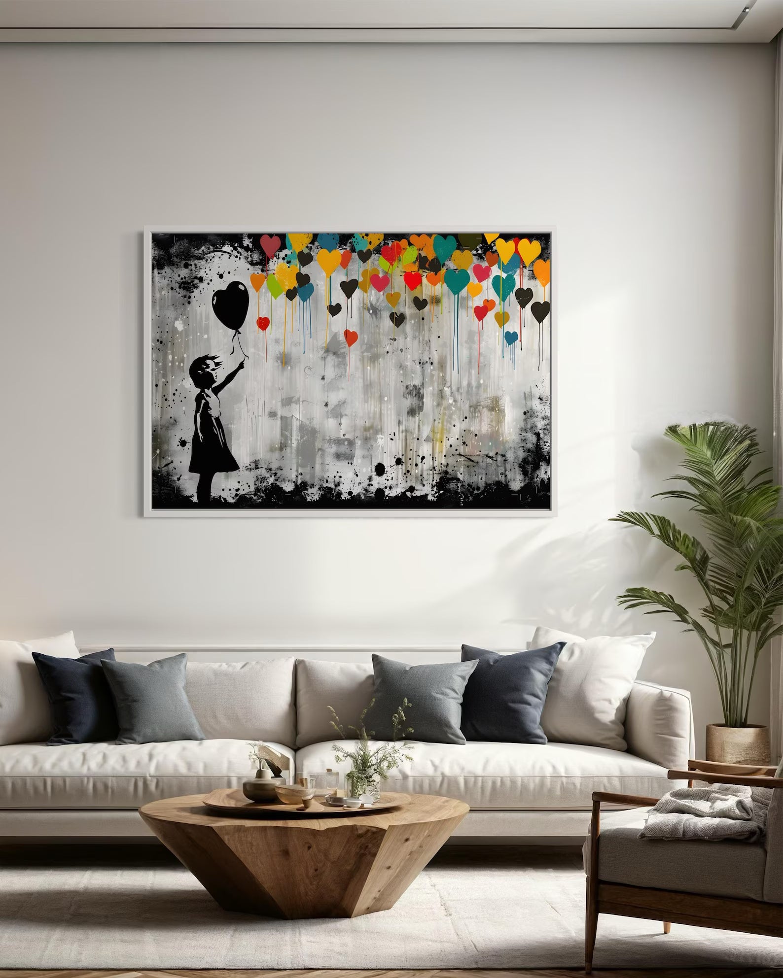 Colorful Heart Balloon Girl Wall Art#YY077222