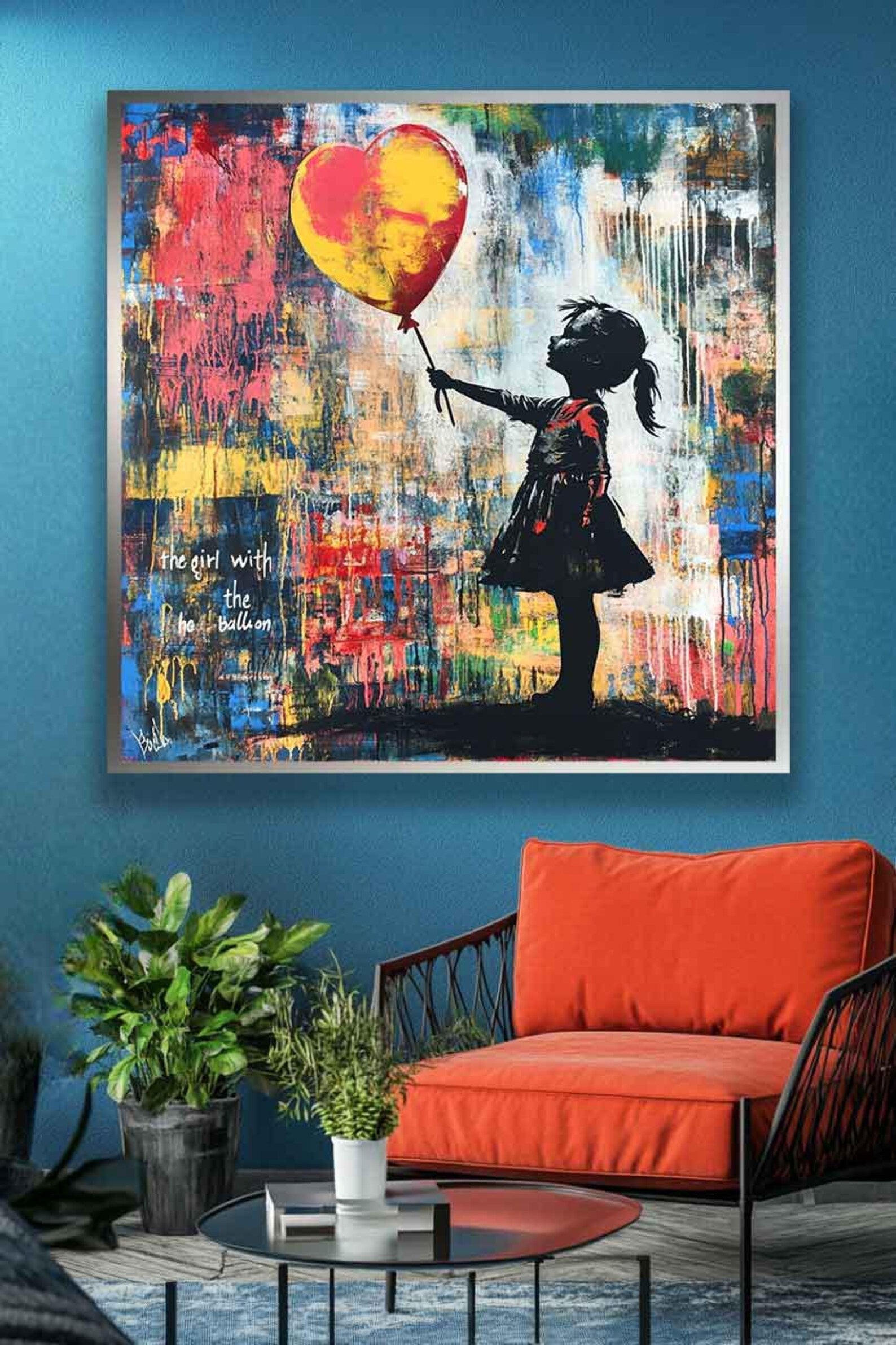 Girl with Heart Balloon Wall Art#YY077223