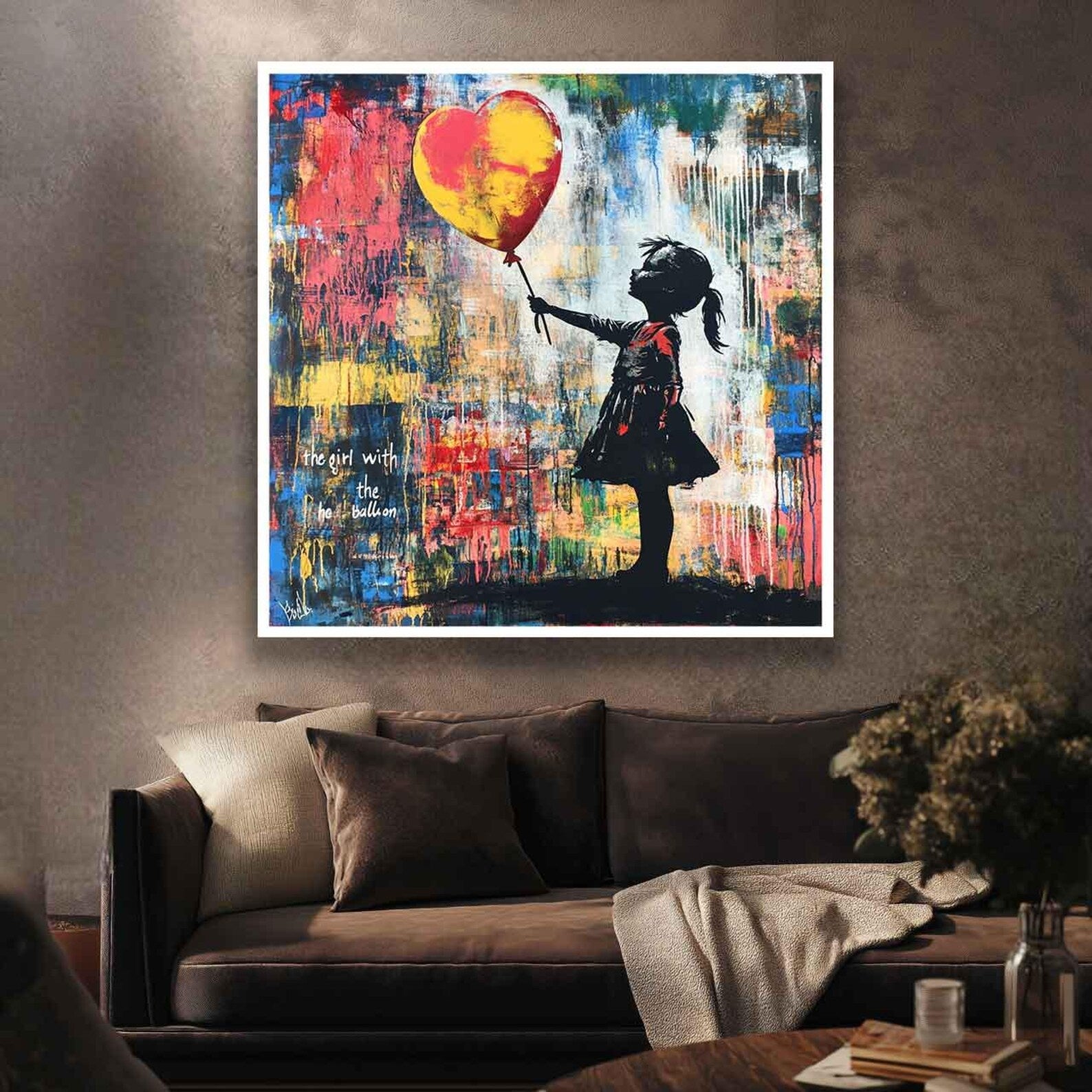 Girl with Heart Balloon Wall Art#YY077223