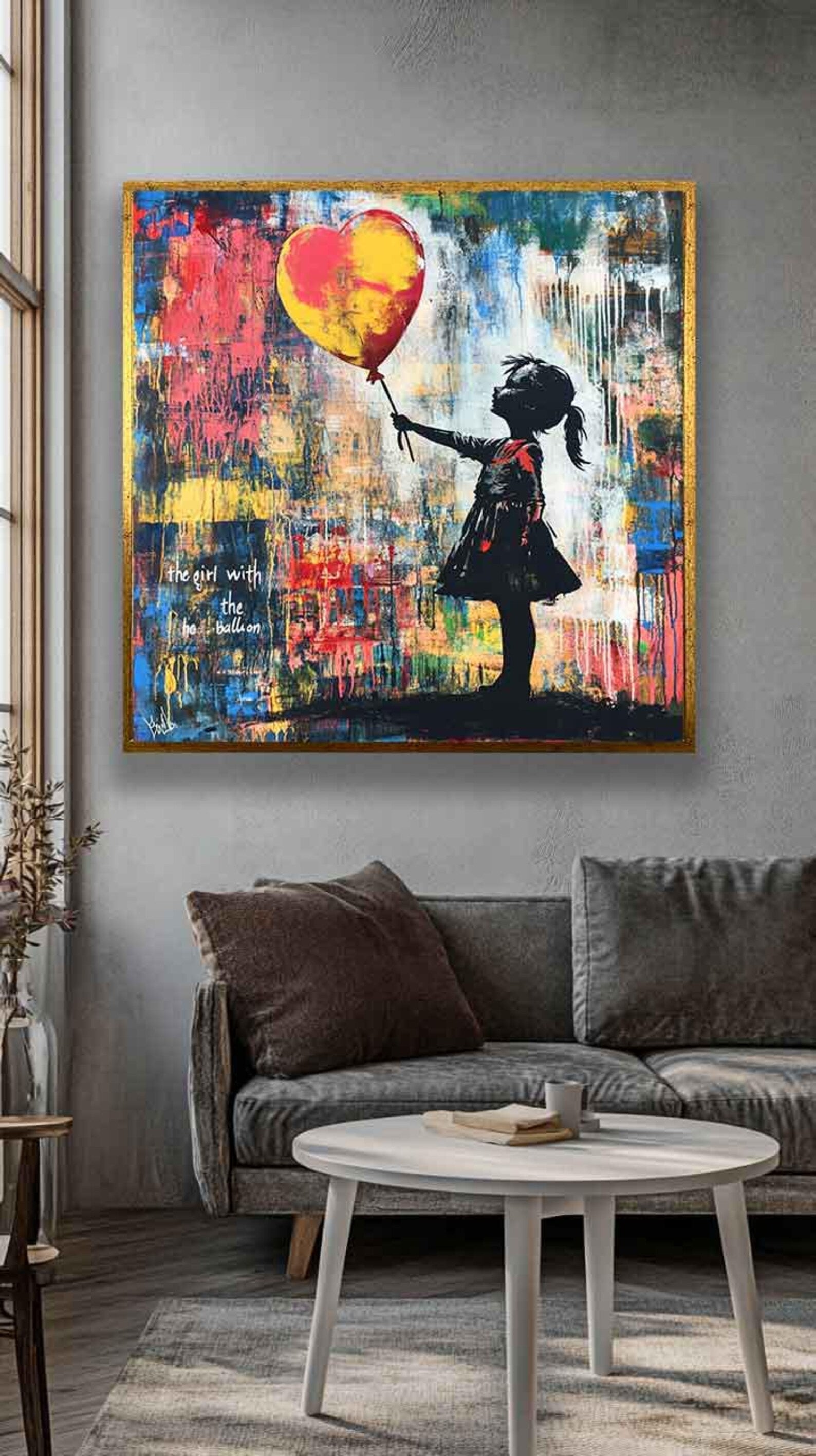 Girl with Heart Balloon Wall Art#YY077223