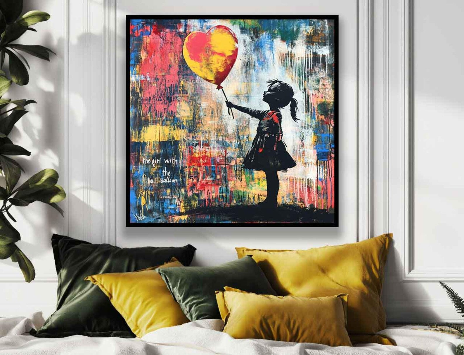 Girl with Heart Balloon Wall Art#YY077223