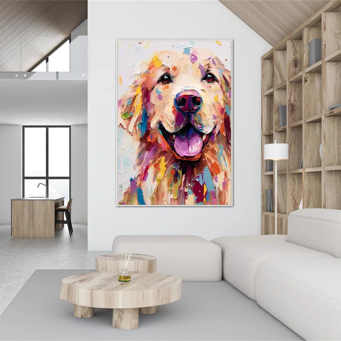 Golden Smile – Textured Dog Canvas Art#AB0519025