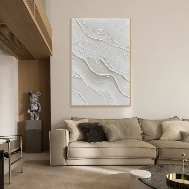 3D White Minimalist Beach Painting #art262