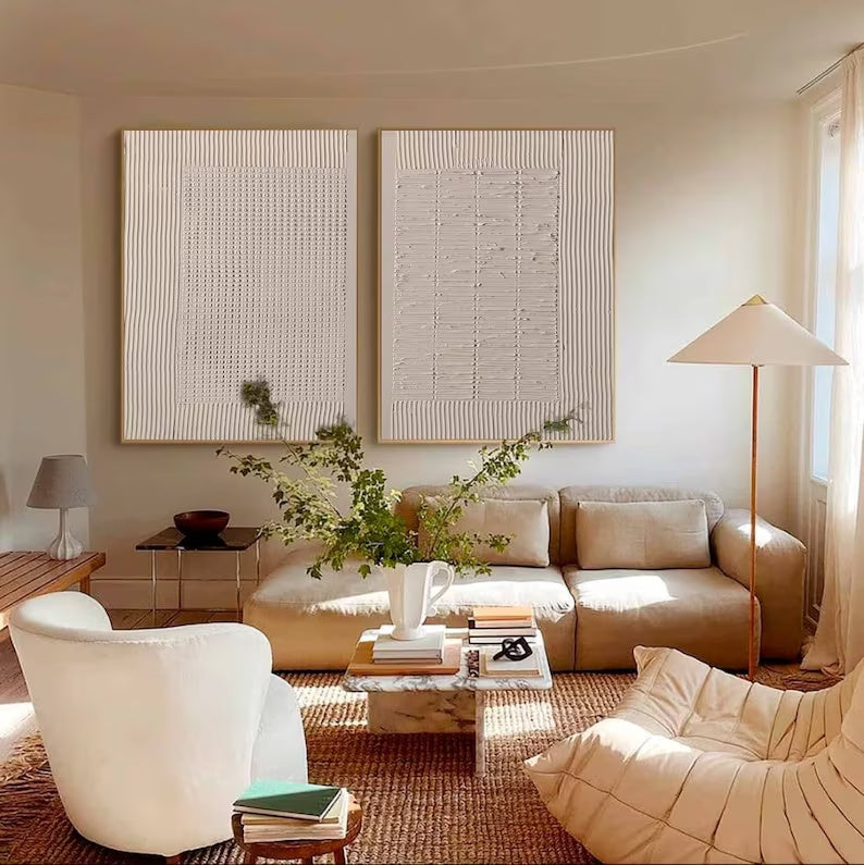 Pure Beige Minimalist Art Living Room #art2634