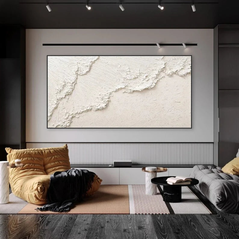 3D White Minimalist Textured Wall Art   #2618