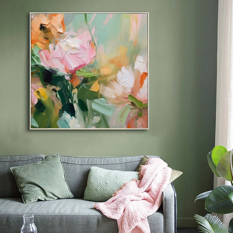 Peony Flower Oil Painting on Canvas #art2631