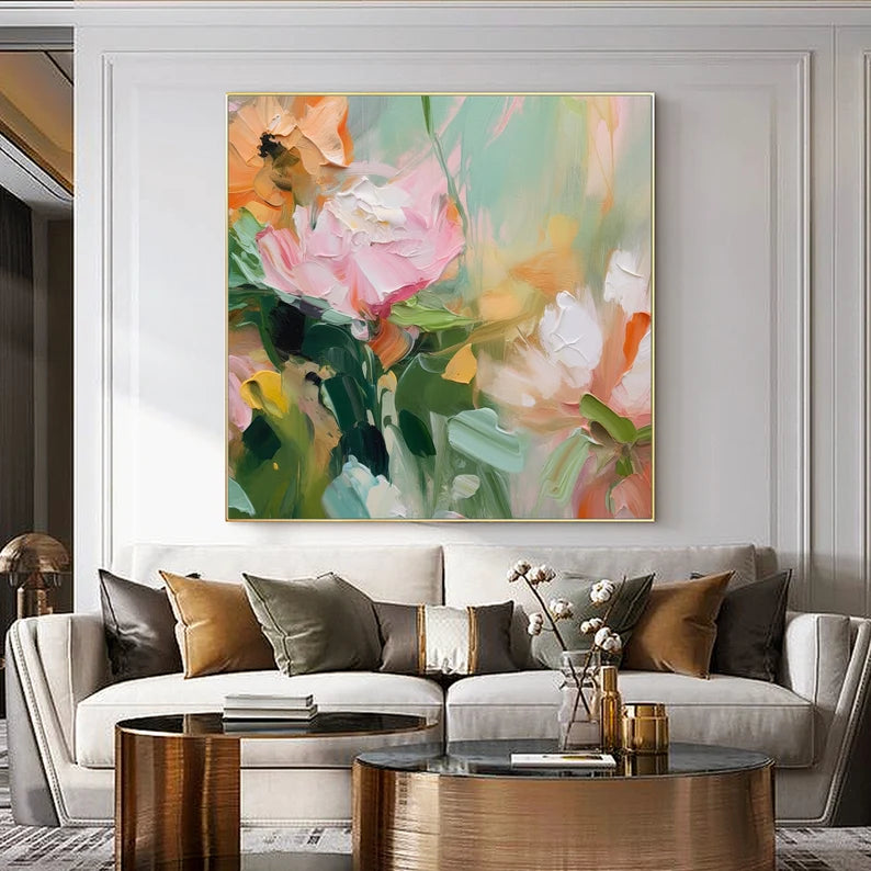 Peony Flower Oil Painting on Canvas #art2631