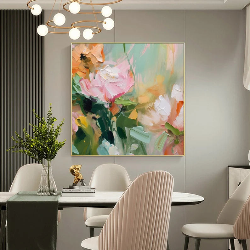 Peony Flower Oil Painting on Canvas #art2631