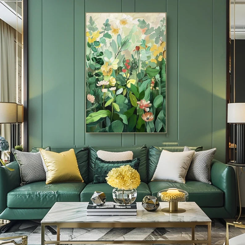 Large Green Wall Art Flower Painting #art2615